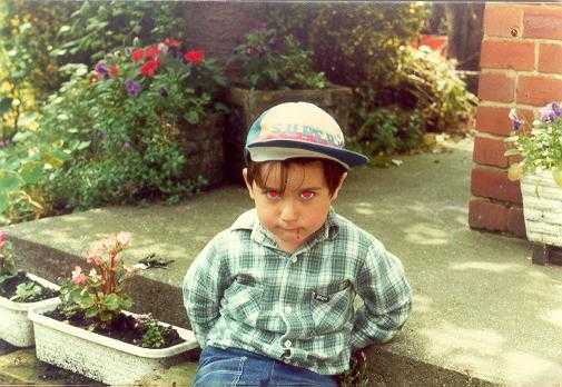 little kid, looking kinda scary